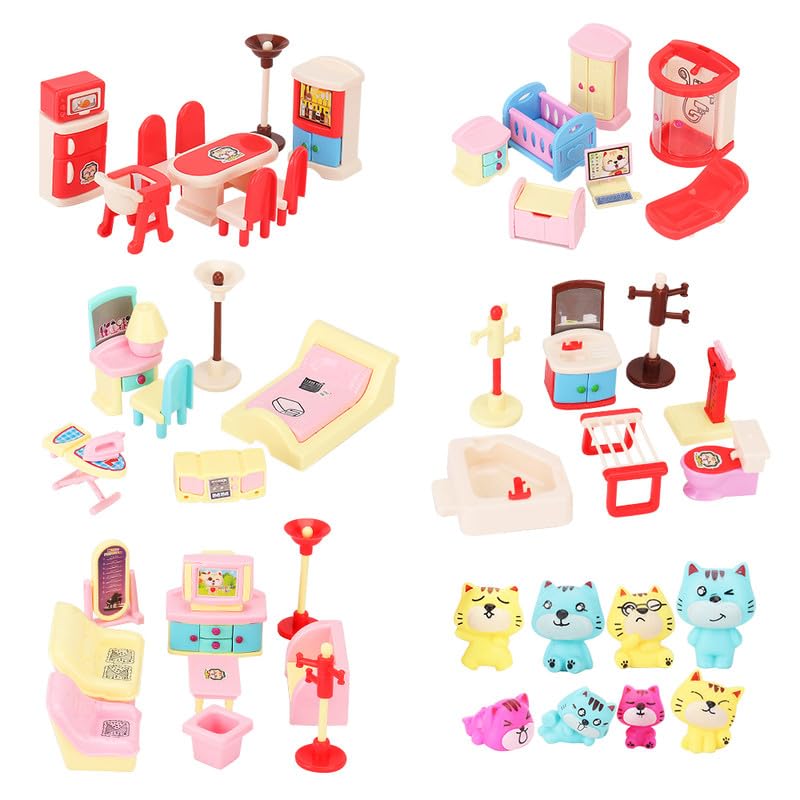 50 Pack Kids Little Dollhouse Furniture Toys House Big Dreams for Baby Children Girls Boys Age 3+.