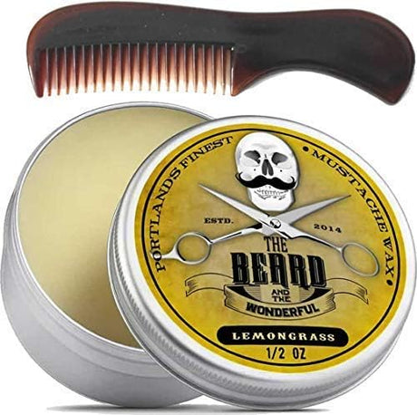 Moustache and Beard Wax 15ml - Pocket Sized Comb - Promotes Facial Hair Growth - Ideal Beard Styling for Men with Natural Ingredients, Strong Hold, & Whiskey on the Rocks Scent Wax.