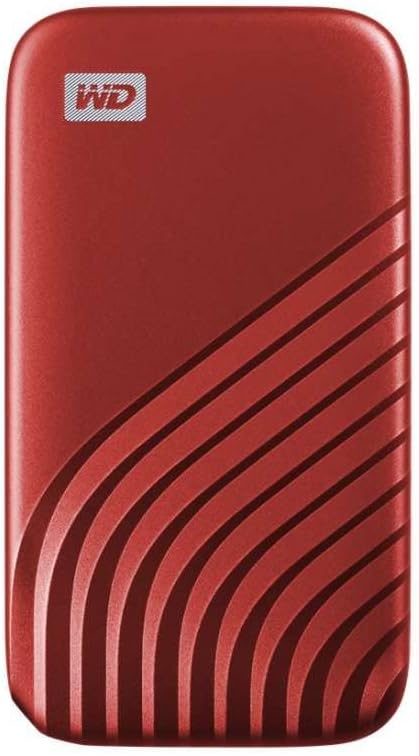 WD 1TB My Passport Portable SSD, External NVMe Solid State Drive, USB-C, up to 1050 MB/s, Works with PC, Xbox and Playstation, 2-meters drop resistance, Red.