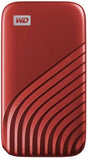 WD 1TB My Passport Portable SSD, External NVMe Solid State Drive, USB-C, up to 1050 MB/s, Works with PC, Xbox and Playstation, 2-meters drop resistance, Red.