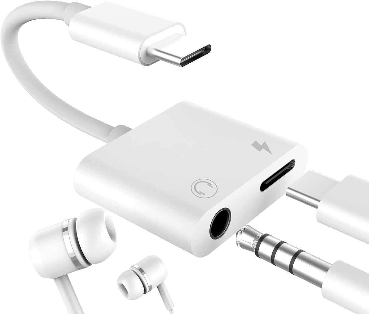 USB-C to 3.5mm Audio Accessories Type C Headphone Jack Adapter 2in1 DAC AUX Splitter Apple IPhone15 Pro Max Ipad Charging Dongle Compatible for Samsung LG Huawei Galaxy S23 S22 S21 FE Ultra Note10 S9.