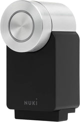 Nuki Smart Lock Pro (4th generation), smart door lock with Wi-Fi and Matter for remote access, electronic door lock turns your smartphone into a key, with Power Pack, for Euro Profile Cylinder, black.