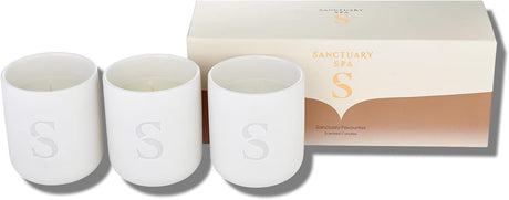 Sanctuary Spa Wellness Candle | Violet, Jasmine and Sandalwood Scented Ceramic Candle, 260 g | Natural Shea Wax | 45 Hour Burn Time | with Gift Box.