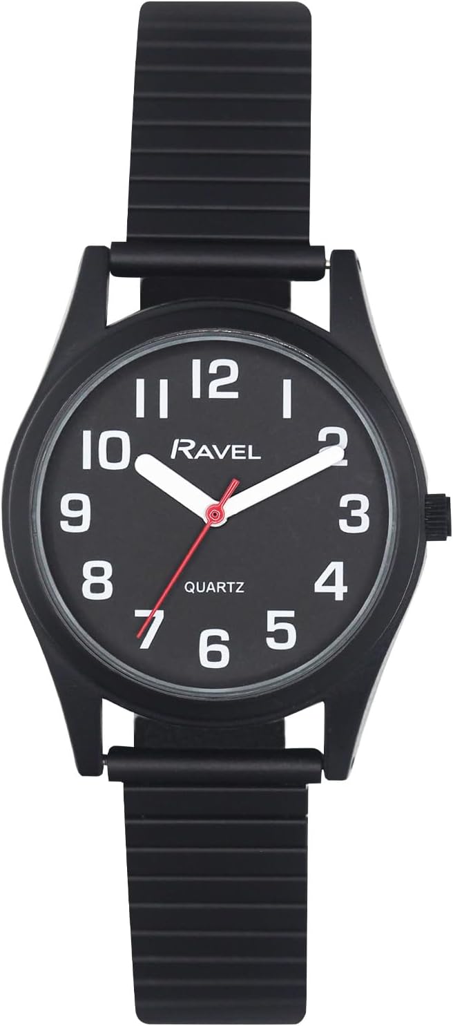 Ravel - Unisex Super Bold Sight Aid Watch with Big Numbers on Stainless Steel Expander Bracelet.