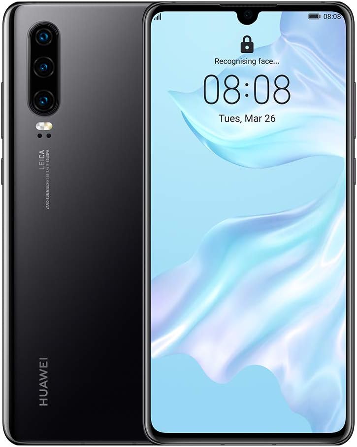 HUAWEI P30 128 GB 6.1 Inch OLED Display Smartphone with Leica Triple Camera, 6GB RAM, EMUI 9.1.0 Sim-Free Android Mobile Phone, Single SIM, Black, UK Version.