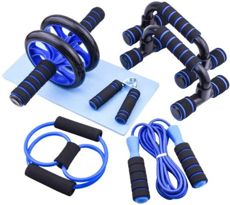 AERLANG 7-IN-1 Ab Roller Wheel Set With, 2 Push-up Bars, Resistance Band, Skipping Rope, Hand Grip And Knee Pad, Fitness Workout At Home Gym, Multi-functional Sports Equipment Father's Day Gifts.