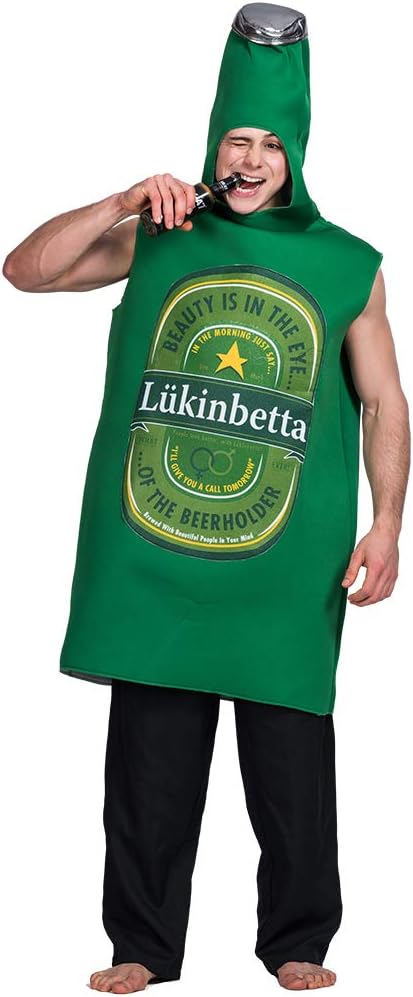 EraSpooky Unisex Beer Bottle Costume Fancy Dress Halloween Party Funny Outfit for Adult Men Women.