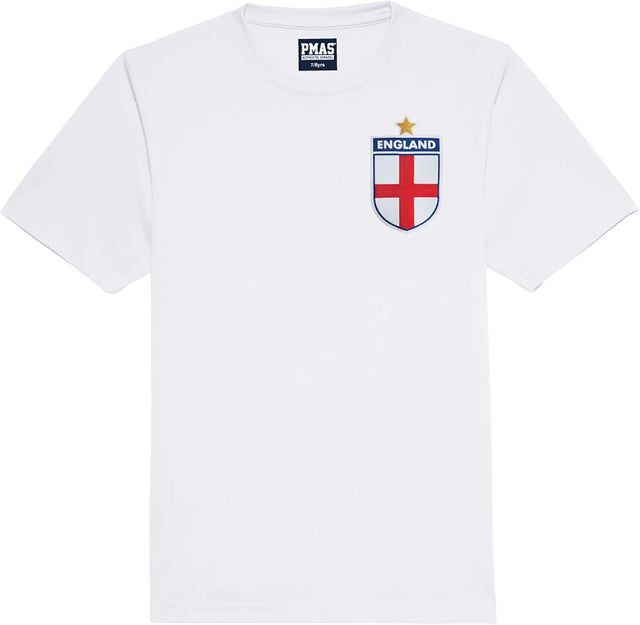 Personalised England Home Arctic White Football Shirt for Boys and Girls Best Birthday Gift for Children and Unisex Kids Playwear for 3 to 13 Year Old Kids.