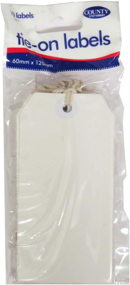 White Colour tie-on Luggage Labels 60x120 mm Strung Tags - Pack of 10.