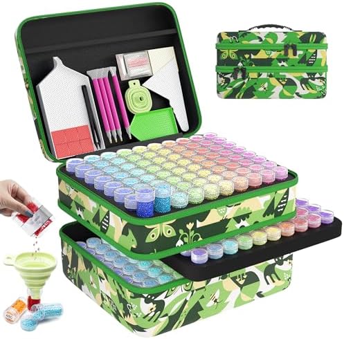 ARTDOT 60 Slots Diamond Art Storage Boxes Kits for Adults, Portable Diamond Painting Accessories and Tools Kit for Bead Organization and Storage