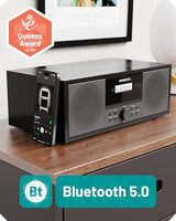 Bluetooth DAB+ Radio &amp; CD Player | Mains Powered 60 Watt Stereo Hifi System for Home | Inbuilt Speakers, LED Display | Dual Alarm, 20 Presets &amp; FM | USB, MP3, AUX | Remote Control | OAKCASTLE DAB500