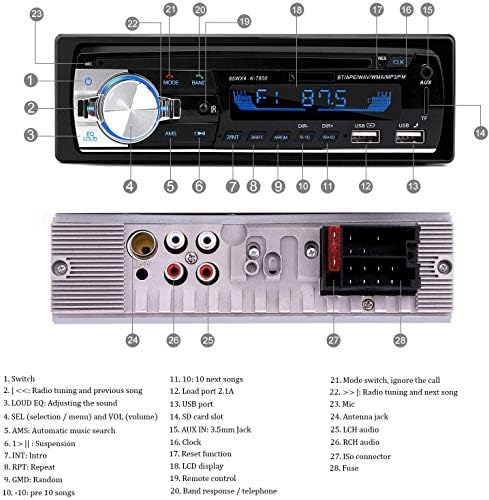 Car Radio Bluetooth Hands-Free, CENXINY 1 DIN Car Stereos with USB and CAR MP3 Player, 4x65W FM Radio, Support IOS and Android Phone (No CD player)