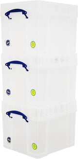 Really Useful Plastic Storage Box (Bonus Pack of 3) 2 x 84 Litre + 1 x 64 Litre Clear.