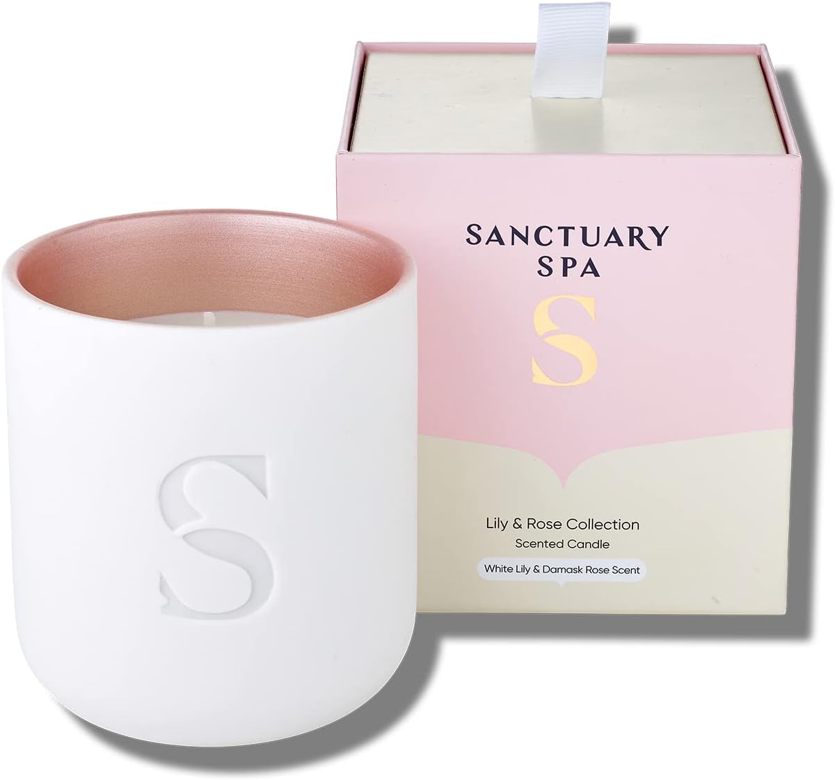 Sanctuary Spa Wellness Candle | Violet, Jasmine and Sandalwood Scented Ceramic Candle, 260 g | Natural Shea Wax | 45 Hour Burn Time | with Gift Box.