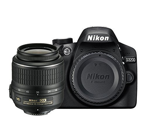 Nikon D3200 Digital SLR with 18-55mm VR II Lens Kit - Black (24.2 MP) 3.0 inch LCD (Renewed).