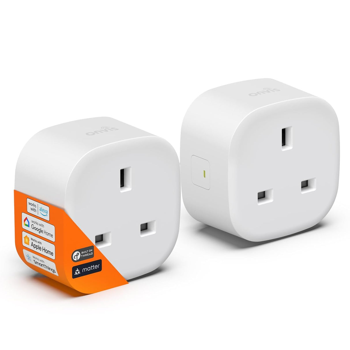 Onvis Matter Smart Plug, Thread Smart Socket Works with Apple HomeKit, Alexa, Google Home, SmartThings, Control & Automate Appliances, Schedule & Timer, Fast Responsive, 13A/250V (1 Pack).