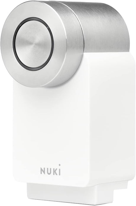 Nuki Smart Lock Pro (4th generation), smart door lock with Wi-Fi and Matter for remote access, electronic door lock turns your smartphone into a key, with Power Pack, for Euro Profile Cylinder, black.