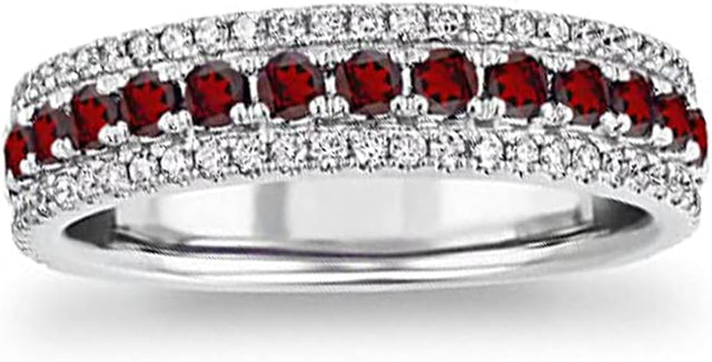 Created Gems Round Shape Faceted Ruby Cz ring - 925 Sterling Silver Red Ruby Cz Gems rings - jewellery Tension Setting gift for anniversary Pinky Ring-h uk.