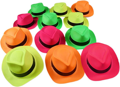 NOVELTY PLACE [Party Stars Neon Fedora Plastic Party Hats.