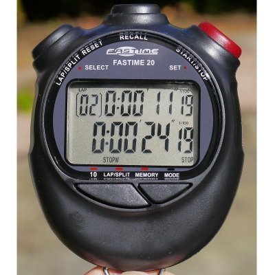 Fastime 20 Water Resistant Case Pacer & Time Dual Display Handheld Stopwatch.