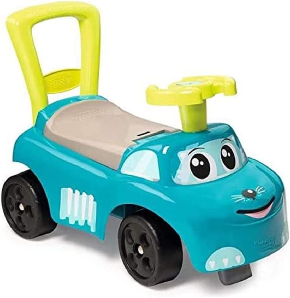 Smoby 2-in-1 Ride on Cars for Kids | Blue Push Along Walker with toy box under seat | Ergonomic and safe design with front and rear anti-topple devices | Ages 10 months+.