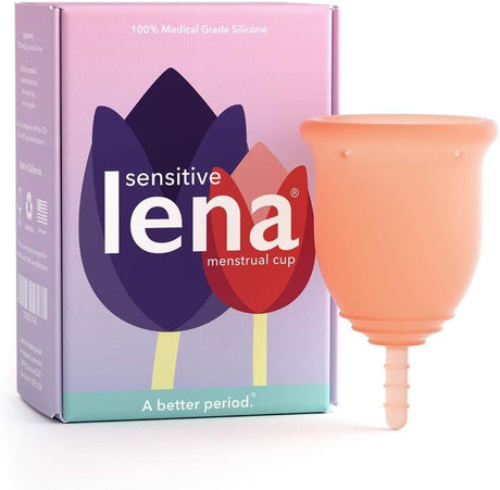 Lena Menstrual Cup - Reusable, Soft Silicone, Light & Heavy Flow, Beginner Use - Ideal Alternative to Tampons, Pads, Period Underwear - Period Solution - Super Capacity - Purple.