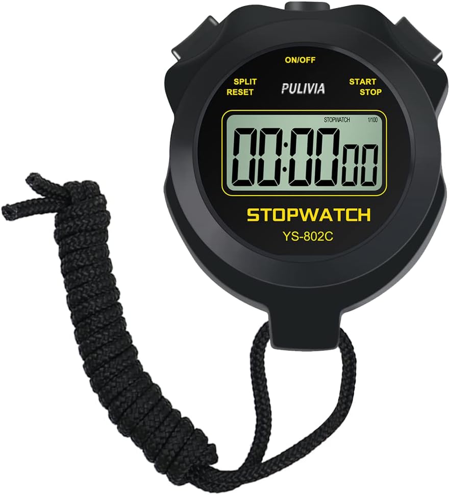 Digital Stopwatch Timer Only Stopwatch with ON/OFF, No Clock No Date Silent Simple Operation Children Friendly, PULIVIA Sport Stopwatch for Kids Coaches Running Swimming Sports Training, Yellow.