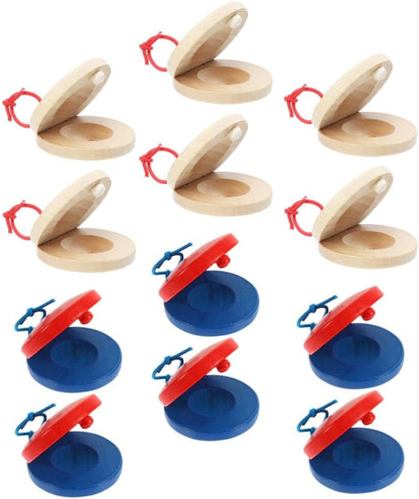 Baby Educational Toys 12Pcs Wooden Castanet Clapper Musical Instruments Wooden Percussion Instrument Educational Noise Makers for Kid Children Kids Educational Toys.