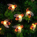 Solar Garden Lights, Honey Bee Fairy String Lights, 7M/24Ft 8 Mode Waterproof Outdoor/Indoor Garden Lighting for Flower Fence, Lawn, Patio, Festoon, Summer Party, Christmas, Holiday(Warm White).