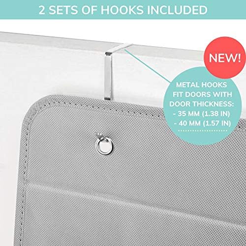 Vesta Baby Over Door Hanging Organiser with Hooks - Unisex Space Saving 4 Pocket Storage for Bathroom, Children's Room, Nursery - Clear Window Caddy Hanger - 2 Small Items Utility Pockets