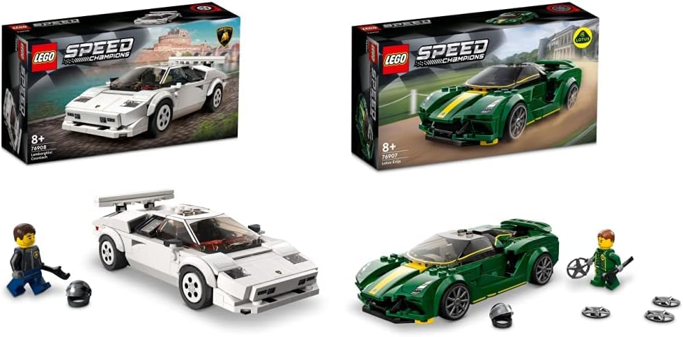 LEGO Speed Champions Lamborghini Countach, Race Car Toy Model Replica, Collectible Building Set with Racing Driver Minifigure 76908.