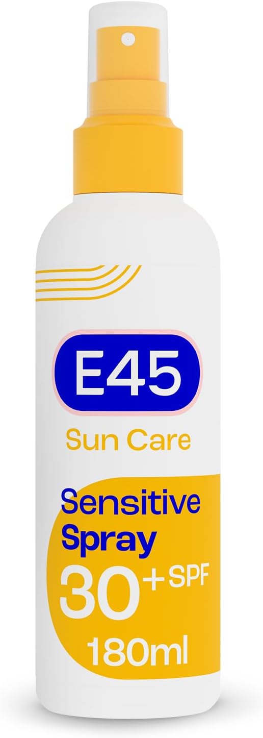 E45 Sun Body Cream Spray for Sensitive Skin - Hydrating Sun Spray with very high UVA and UVB protection and SPF 30 - Instantly Moisturising for Dry Skin, Sensitive Skin and Eczema Prone Skin - 180 ml.