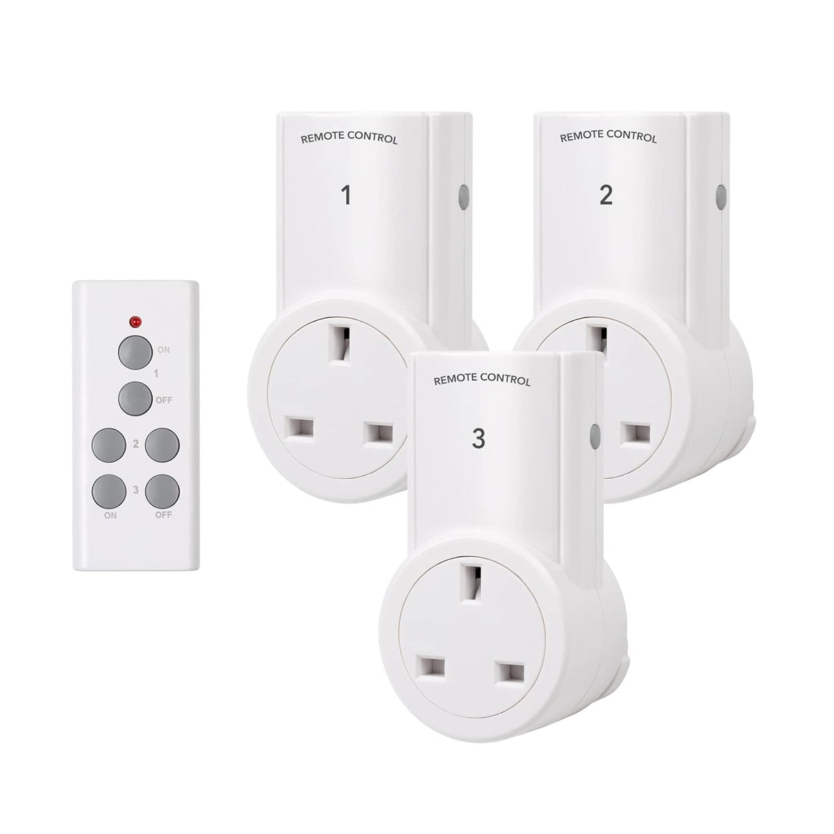 HBN Remote Control Plug Socket,13A/3120W Wireless Light Switch 30M/100ft Operating Range for Household Appliances,3 Pack Sockets and 1 Remote.