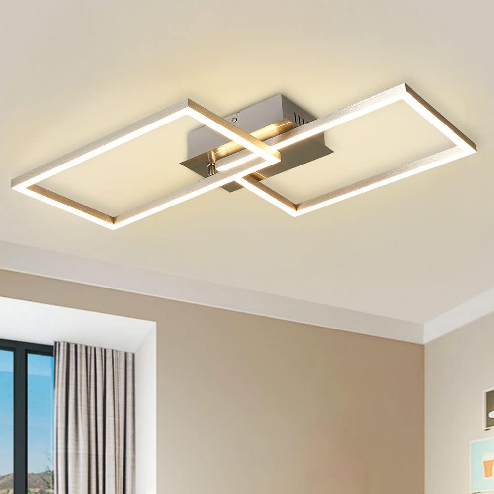 Depuley LED Ceiling Light Dimmable Modern,Ceiling Lamp 3 Built-in LED Boards with Remote Control, 40W Classic Square Design Ceiling Spots for Bedrooms, Living Room,Dining Rooms,Office