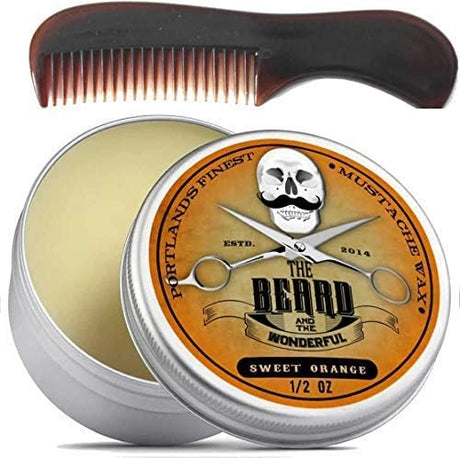 Moustache and Beard Wax 15ml - Pocket Sized Comb - Promotes Facial Hair Growth - Ideal Beard Styling for Men with Natural Ingredients, Strong Hold, & Whiskey on the Rocks Scent Wax.