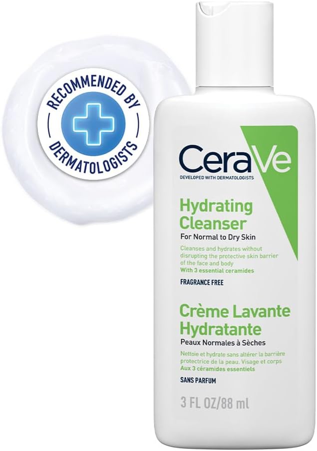 CeraVe Hydrating Cleanser for Normal to Dry Skin 236 ml with Hyaluronic Acid and 3 Essential Ceramides.