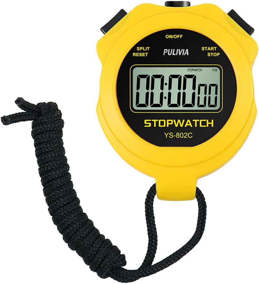 Digital Stopwatch Timer Only Stopwatch with ON/OFF, No Clock No Date Silent Simple Operation Children Friendly, PULIVIA Sport Stopwatch for Kids Coaches Running Swimming Sports Training, Yellow.