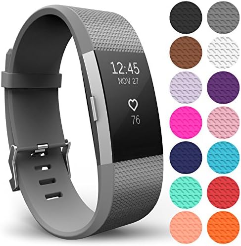 Yousave Accessories Compatible With FitBit Charge 2 Strap, Adjustable Band Straps, Replacement Silicone Sport Wristband For Men/Women in Small or Large.