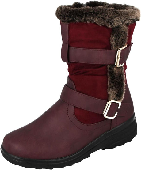 Cushion Walk Fur Lined Soft Lightweight Flexible Zip Buckle Ladies Boots UK 3-8.