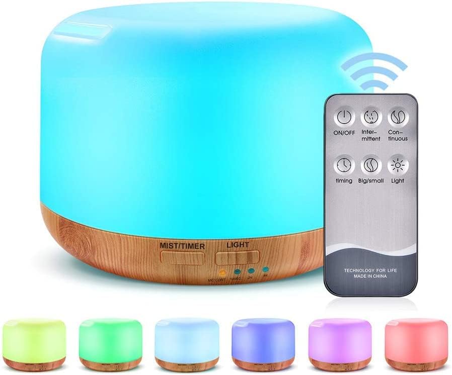 300ML Essential Oil Diffuser,Ultrasonic Humidifier Aromatherapy Diffuser with 7 Colors LED Aromatherapy Lights for Home, Yoga, Office, SPA, Bedroom (300ML) Yellow.