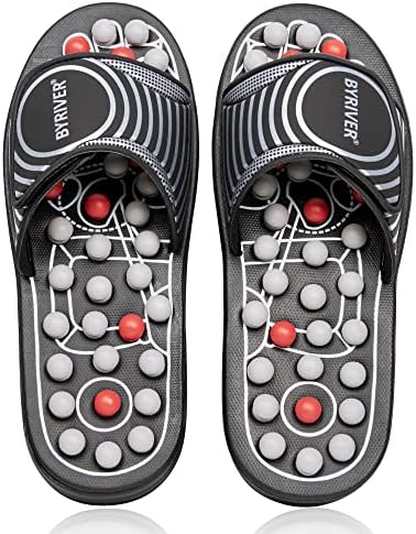 BYRIVER Acupressure Slippers Sandals Women Men, Reflexology Foot Massager for Pain and Circulation, Plantar Fasciitis Massager Gifts for Mum dad (03S).