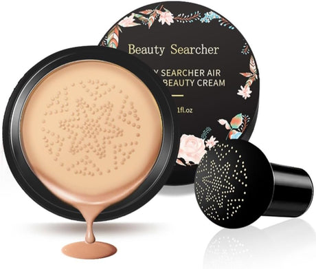 Beliky Girl Mushroom Head Air Cushion CC Cream Foundation Cover Concealer Makeup Moisturizing Brightening Pigment Liquid Foundation, Even Skin Tone Makeup Base BB (Nude).