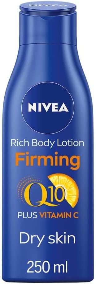 NIVEA Q10 Firming Rich Body Lotion with Vitamin C (400ml), NIVEA Moisturiser for Firmer Skin with Q10 and Vitamin C, NIVEA Body Lotion for Dry Skin , Pack of 1.