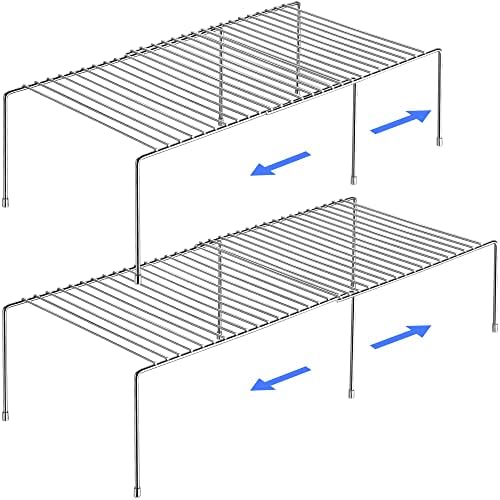 Tomorotec Stainless Steel Expandable Kitchen Storage Organizer Spice Rack Cabinet Organization Heavy-Duty Rustproof Shelf, Adjustable Durable Rack Space Saving Countertop Drawer Cabinet Pantry (2)