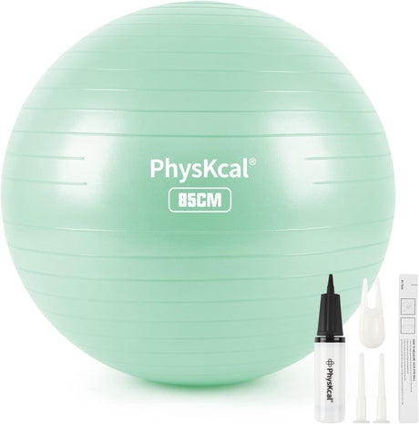 PhysKcal Gym Ball 55-85cm Exercise Swiss Ball for Fitness Yoga Pilates Pregnancy, Anti Burst Ball Chair for Balance, Stability, Quick Pump Included.