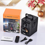 Portable Bluetooth Speakers with Subwoofer Wireless Stereo Sound Rich Bass, Outdoor Party Speaker Support Remote Control FM Radio LED Lights for Home, Travel, Camping