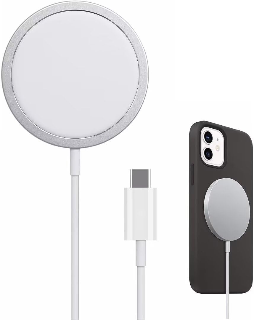 Wireless Charger for iPhone [APPLE MFM Certified] - 15W USB-C Fast Charging Cable (1m) Magnetic Wall Charging Pad Compatible with MagSafe for iPhone 12/13/14/15 Series and AirPods Series.