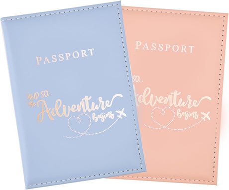 L0famy 2 Pcs Passport Holder Cover, PU Leather Passport Cover, Portable Passport Holder Cover Case with Travel Wallet for Women & Men, Travel Document Holder for Money, Boarding Passes - 14x10cm.