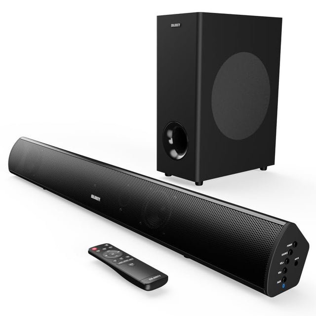 MAJORITY Teton Plus | Bluetooth TV Soundbar with Subwoofer | 81cm, 180 Watts, 5.25" Wireless Subwoofer Driver 2.1 Surround Sound System | HDMI ARC, USB, Optical & RCA | Custom EQ & Remote Control.