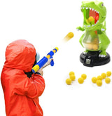 EagleStone Dinosaur Shooting Toys for Boys Girls, Kids Target Shooting Games Air Pump Gun Birthday Party Supplies & LCD Score Record, Sound, 24 Foam Balls Electronic Target Practice Gift for Toddlers.